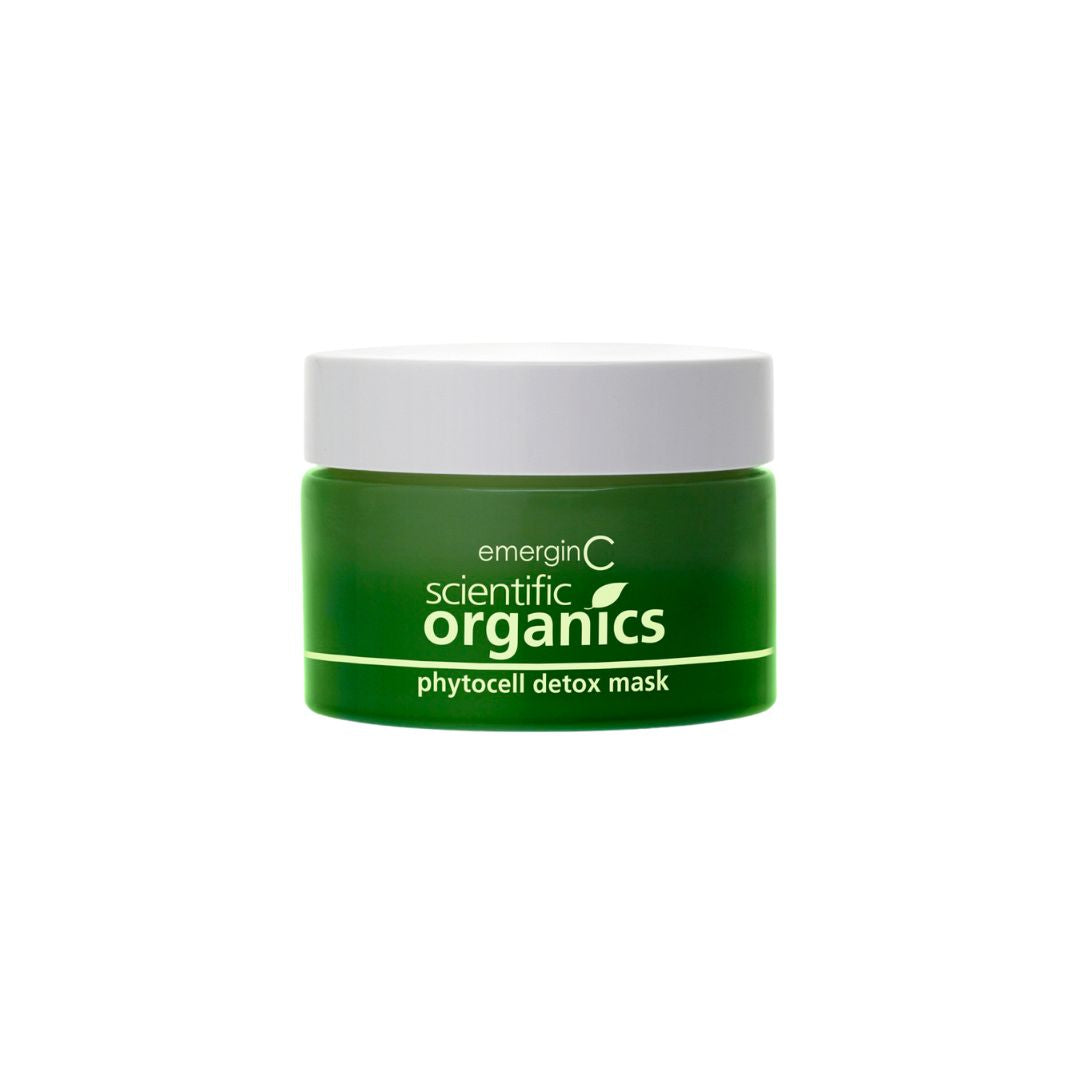 A 50 ml container of Emergin C Scientific Organics Phytocell Detox Mask on a white background, uploaded on Spa Circle Brands product listing page.
