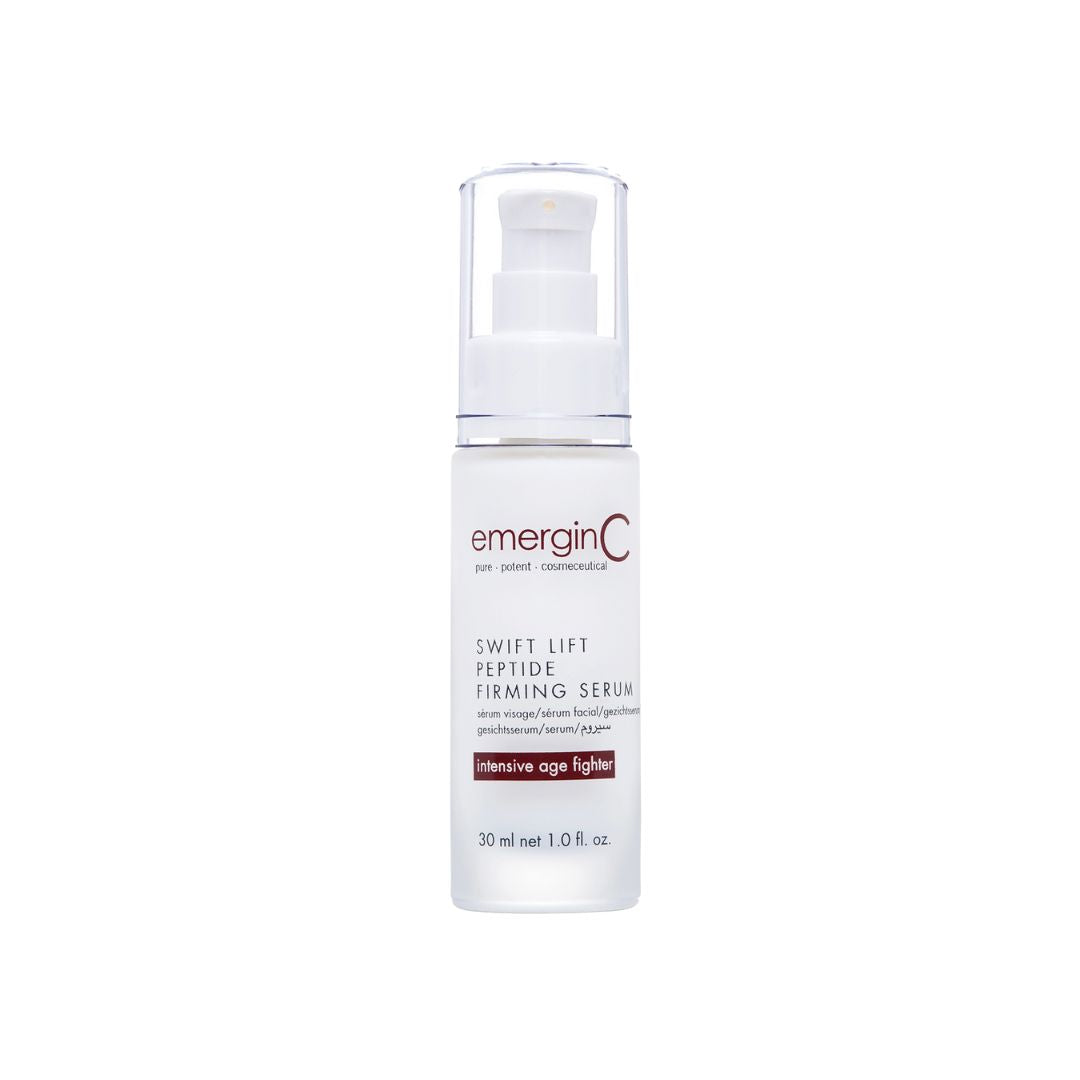 A 30ml retail size bottle of EmerginC Swift Lift Peptide Firming Serum on a white background, uploaded on Spa Circle Brands product listing page.