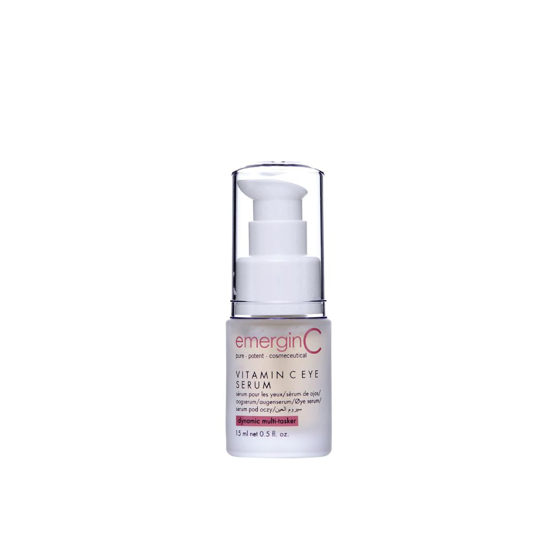 A 15ml retail-size bottle of EmerginC Vitamin C Eye Serum on a white background, uploaded on Spa Circle Brands product listing page.