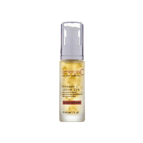 A 30ml retail-size bottle of EmerginC Vitamin C Serum 20% on a white background, uploaded on Spa Circle Brands product listing page.