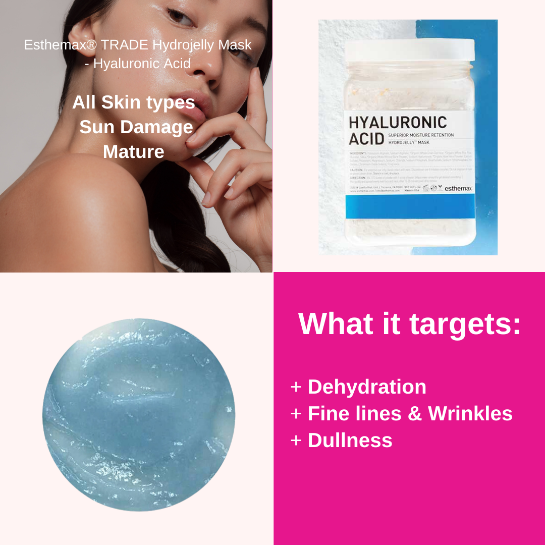 Esthemax Hydrojelly Mask skin targets, on Spa Circle Brands product listing page.
