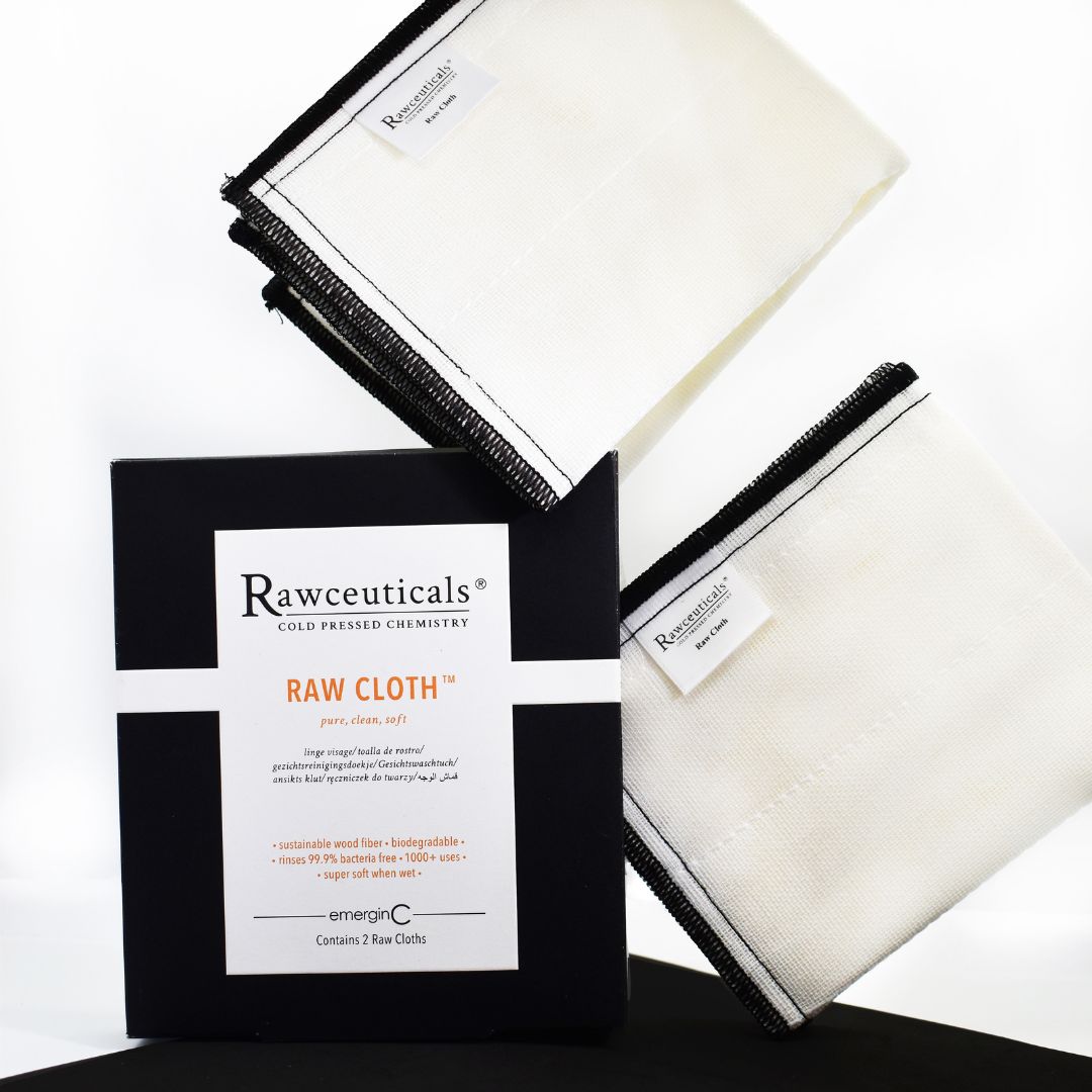 2 Rawceuticals Raw Cloth and a packaging box on a white background, uploaded on Spa Circle Brands product listing page.