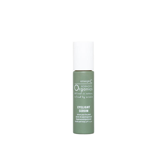 A retail-size 10ml bottle  of Emergin C Scientific Organics Eyelight Serum on a white background uploaded on Spa Circle Brands product listing page