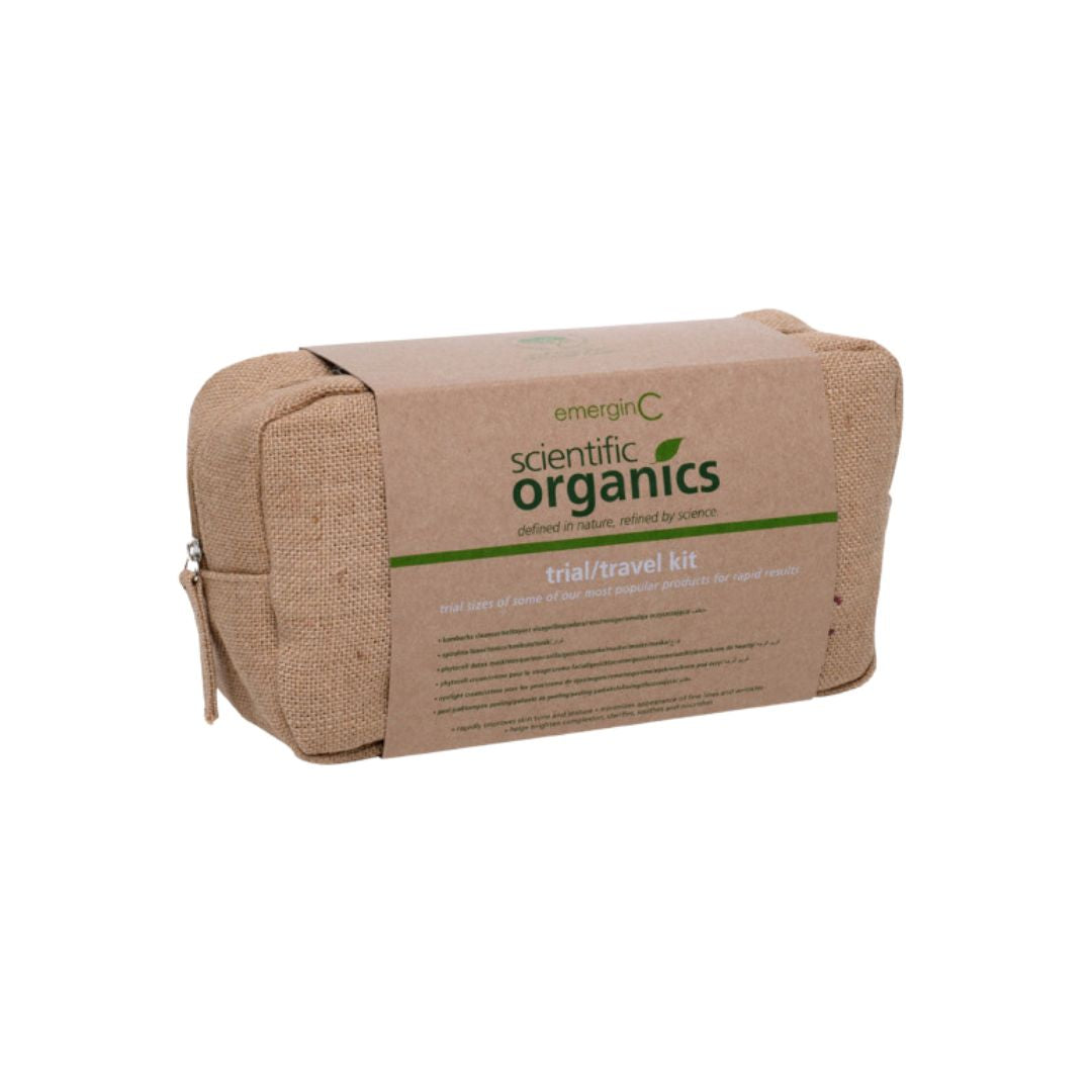 Scientific Organics Trial/Travel Kit bag on a white background, on Spa Circle Brands product listing page.